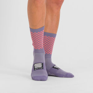 SPORTFUL Cyklistické ponožky klasické - CHECKMATE - fialová/ružová XL