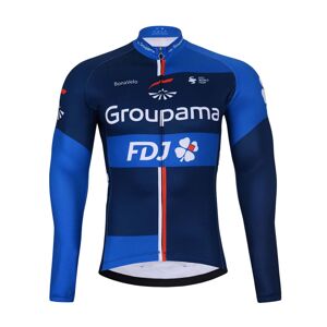 BONAVELO Cyklistický dres s dlhým rukávom zimný - FDJ 2023 - čierna/modrá L