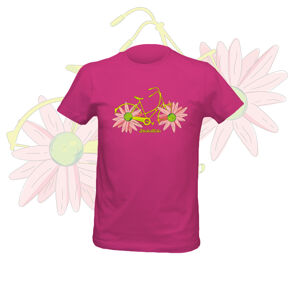 NU. BY HOLOKOLO Cyklistické tričko s krátkym rukávom - FLOWER BIKE GIRL - ružová 5-6Y