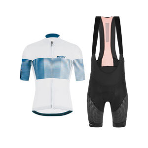 SANTINI Cyklistický krátky dres a krátke nohavice - TONO FRECCIA - čierna/biela/modrá