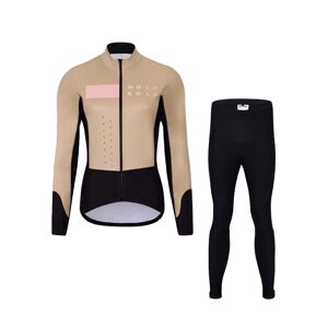 HOLOKOLO Cyklistická zimná bunda a nohavice - ELEMENT LADY - čierna/hnedá/béžová
